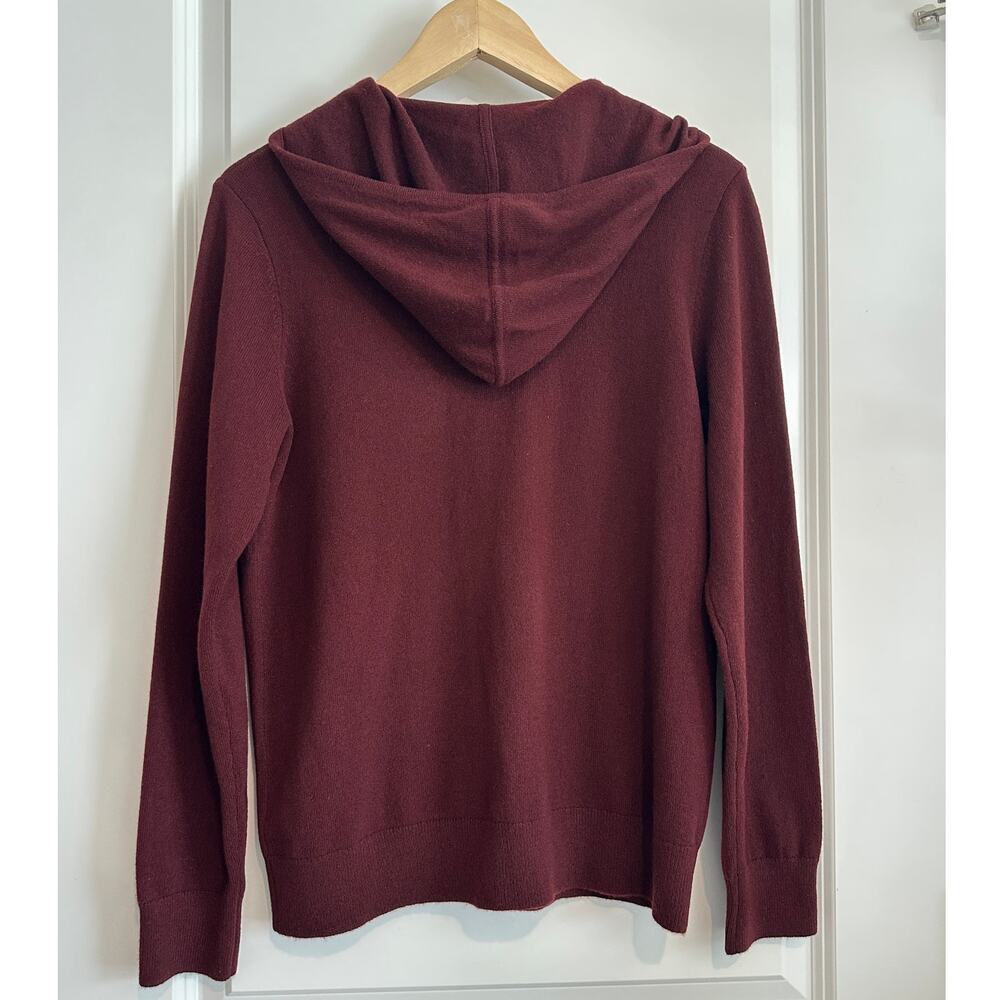 Quince 100% Mongolian Cashmere Full-Zip Hoodie Rich Burgundy Size S - Picture 3 of 12